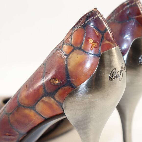 Donald J Pliner Brown Textured Leather Heels Size 6.5 - Picture 5 of 8